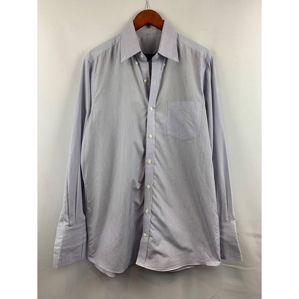 JWM Mens Long Sleeve Pinstripe Dress Shirt